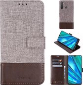 Voor OPPO Realme 5 Pro MUMXA MX102 horizontale flip canvas stiksels lederen tas met houder & kaartsleuven & portemonnee (bruin)