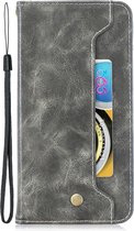 Voor Huawei P20 koperen gesp nappa textuur horizontale flip lederen tas, met houder & kaartsleuven & portemonnee (grijs)