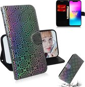 Voor lg w10 effen kleur kleurrijke magnetische gesp horizontale flip pu lederen tas met houder & kaartsleuven & portemonnee & lanyard (zilver)