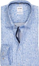 OLYMP Luxor comfort fit overhemd - lichtblauw met wit dessin (contrast) - Strijkvrij - Boordmaat: 41