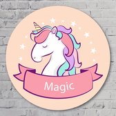 Muurcirkel ⌀ 40 cm - Magic Unicorn - Aluminium Dibond - Dieren - Rond Schilderij - Wandcirkel - Wanddecoratie