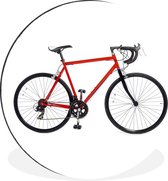 WallCircle - Wandcirkel - Muurcirkel - Een rode racefiets tegen een witte achtergrond. - Aluminium - Dibond - ⌀ 140 cm - Binnen en Buiten