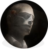 WallCircle - Wandcirkel ⌀ 120 - De denker op zwarte achtergrond - Ronde schilderijen woonkamer - Wandbord rond - Muurdecoratie cirkel - Kamer decoratie binnen - Wanddecoratie muurcirkel - Woonaccessoires XXL