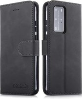 Voor Huawei P40 Pro Diaobaolee Pure Fresh Texture Horizontaal Flip Leren Case, met Houder & Kaartsleuf & Portemonnee & Fotolijst (Zwart)