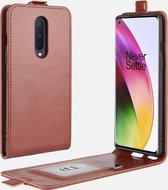 Voor OnePlus 8 R64 textuur enkele verticale flip lederen beschermhoes met kaartsleuven en fotolijst (bruin)