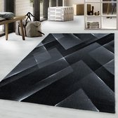 Modern laagpolig vloerkleed Costa - zwart 3522 - 80x250 cm