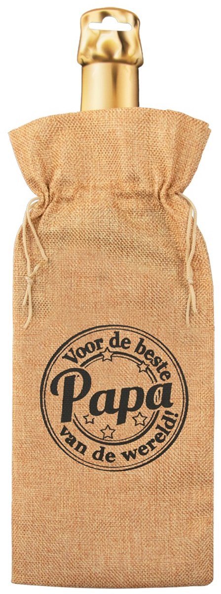 Cadeauverpakking - fles - Beste Papa - Jute - 42 cm - Paper Dreams