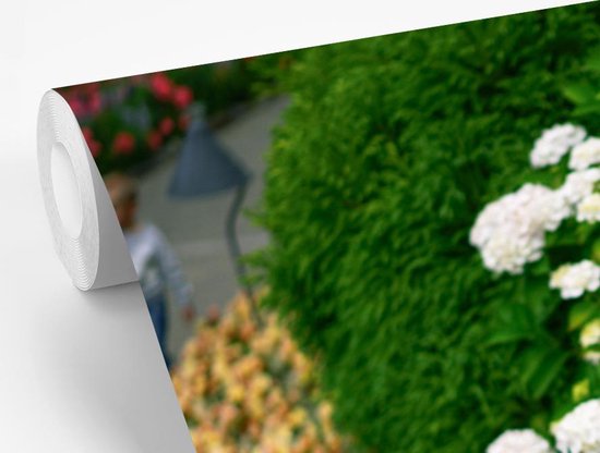 Behang - Fotobehang Levendige hortensia bloemen - Breedte 390 cm x hoogte 260 cm