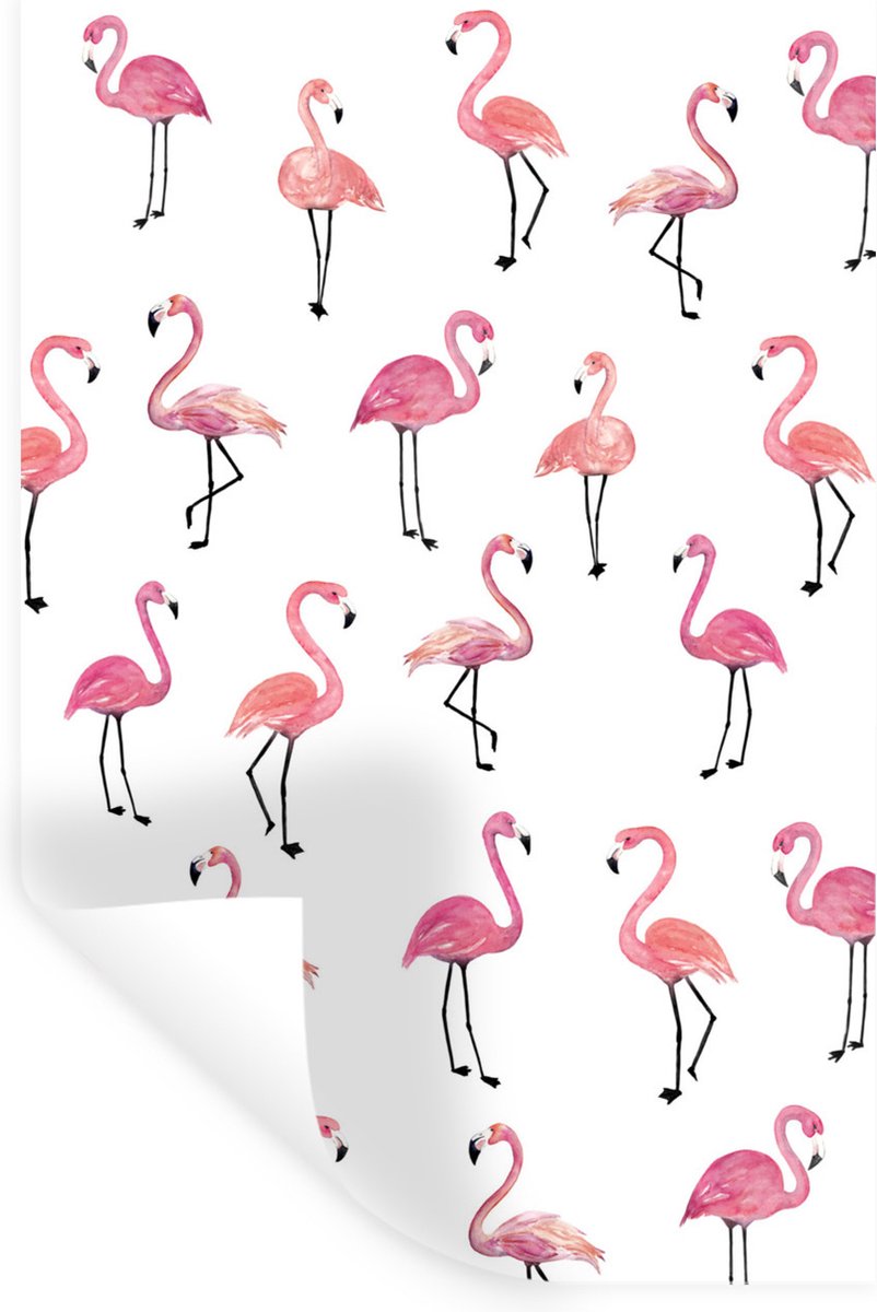 Muurstickers - Sticker Folie - Roze - Flamingo - Familie - 60x90 cm - Plakfolie - Muurstic