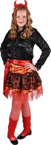 Duivel Kostuum | Hete Hel Vlammen Rok Halloween Meisje | Maat 104-116 | Halloween | Verkleedkleding