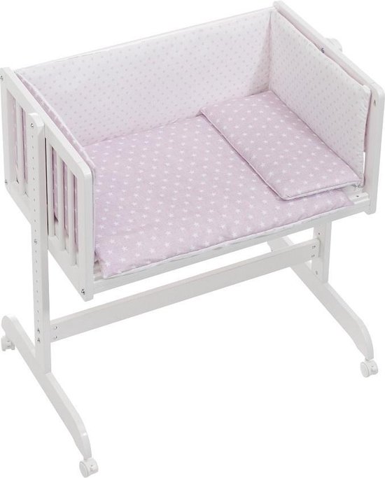 Interbaby Babywieg/cosleeper Star 90 X 55 Cm Hout Roze/wit