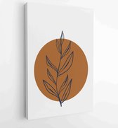 Botanical wall art vector set. Earth tone boho foliage line art drawing with abstract shape. 4 - Moderne schilderijen – Vertical – 1834428148 - 40-30 Vertical