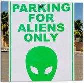 Dibond - Parking for Aliens Only - 50x50cm Foto op Aluminium (Wanddecoratie van metaal)