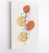 Minimalistic modern line art Flower with abstract shape background for print, beauty and fashion. vector illustration. 2 - Moderne schilderijen – Vertical – 1746074657 - 50*40 Vert