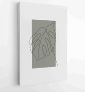 Botanical wall art vector set. Foliage line art drawing with abstract shape. 3 - Moderne schilderijen – Vertical – 1810924387 - 115*75 Vertical