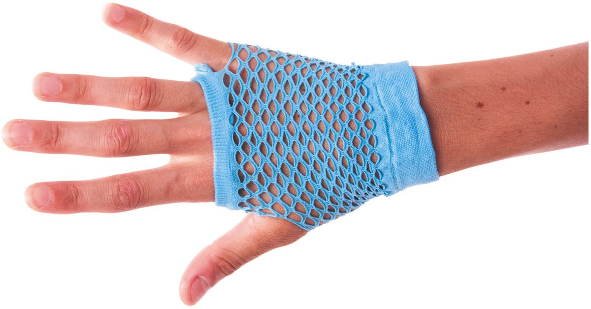 PARTYPRO - Korte blauwe visnet handschoenen voor volwassenen