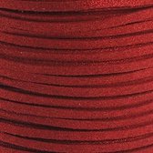 Faux suede glitter veter, rood, 1 meter