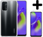 Oppo A74 5G Hoesje Transparant Siliconen Case Met Screenprotector - Oppo A74 Case Hoesje - Oppo A74 5G Hoes Cove Met Screenprotectorr - Transparant