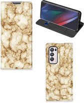 Smartphone Hoesje OPPO Find X3 Neo Book Cover Marmer Goud