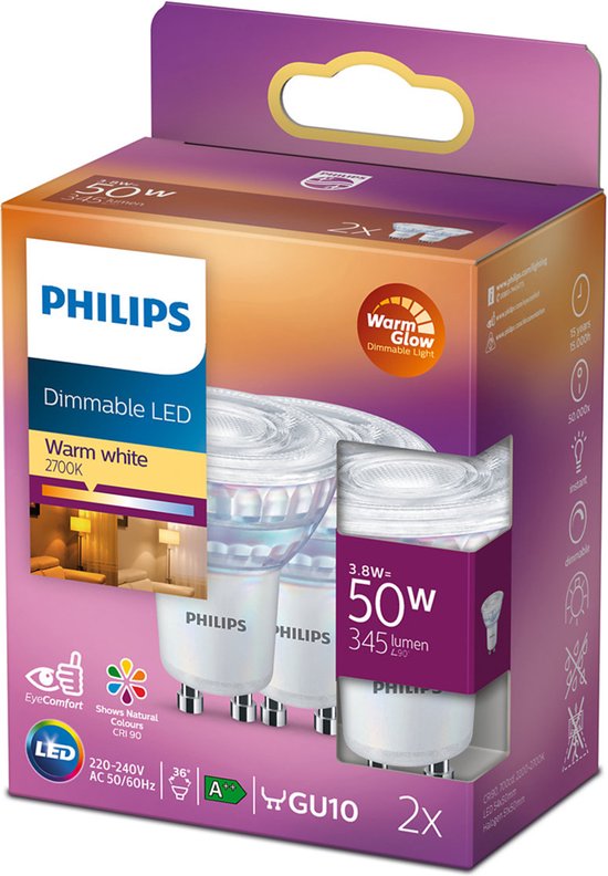 Philips LED Lamp GU10 dimbaar