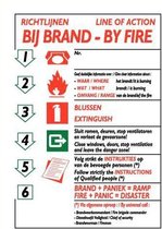 Richtlijnen bij brand bord - kunststof - tweetalig, staand 297 x 420 mm