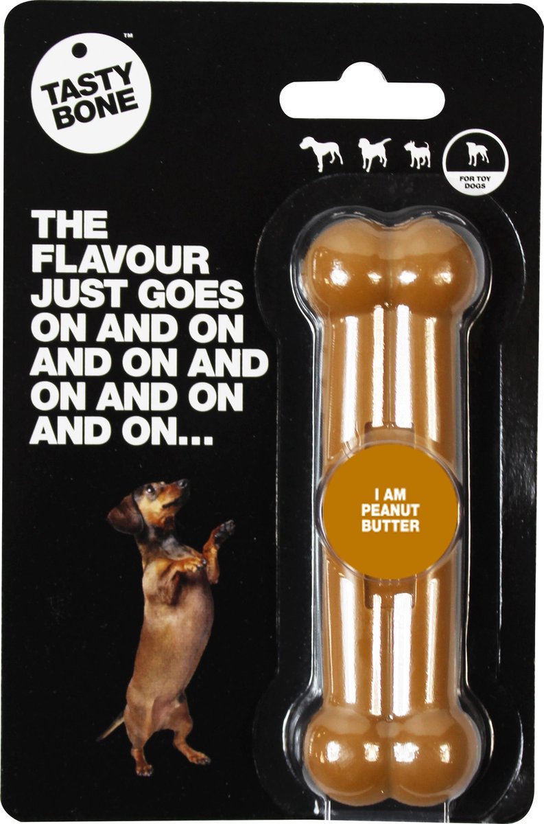 Tasty Bone Peanutbutter Toy voor kleine honden - nylon kauwspeelgoed met tandverzorgende werking, 11 cm