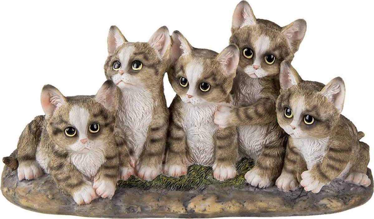 Beeld Kat 32x13x16 cm Grijs Kunststof