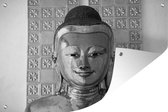 Affiche de jardin - Toile de jardin - Posters de jardin extérieur - Image de Bouddha - noir et blanc - 120x80 cm - Jardin