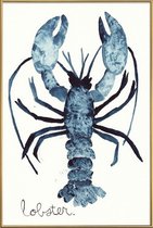 JUNIQE - Poster met kunststof lijst Lobster -20x30 /Blauw & Wit