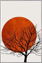 JUNIQE - Poster met kunststof lijst Winter Sunset -13x18 /Rood & Zwart