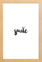 JUNIQE - Poster in houten lijst Smile -20x30 /Wit & Zwart