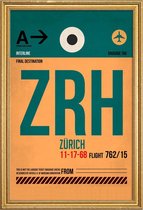 JUNIQE - Poster met houten lijst Zurich -13x18 /Groen & Oranje