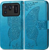 Xiaomi Mi 11 Ultra Hoesje - Mobigear - Butterfly Serie - Kunstlederen Bookcase - Blauw - Hoesje Geschikt Voor Xiaomi Mi 11 Ultra