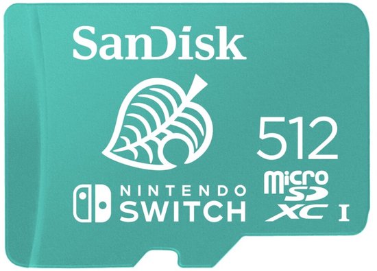 SanDisk - Carte mémoire microSDXC UHS-I 512 Go Edition Animal Crossing Leaf pour Nintendo Switch, Switch Lite et Switch OLED