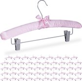 Relaxdays 50 x kledinghangers satijn - broekhanger - kleerhangers- klemmen - zacht - roze