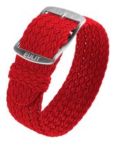 EULIT horlogeband - perlon - 20 mm - rood - metalen gesp