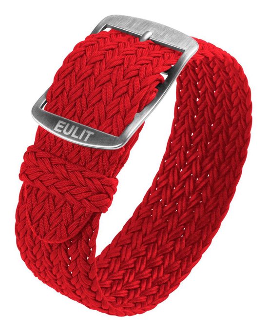 Bracelet montre EULIT - perlon - 20 mm - rouge - boucle métal