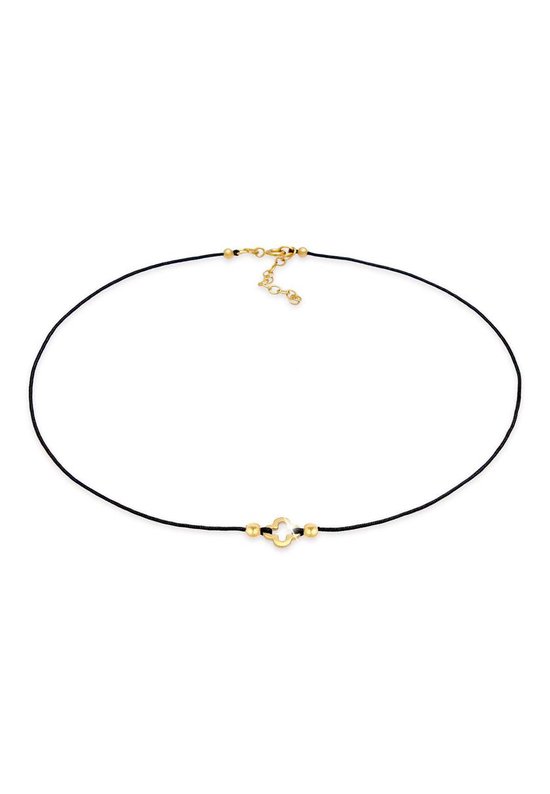 Elli Halsketting Dames Choker Nylon Klaverblad Geluk Talisman in 925 Sterling Zilver Verguld