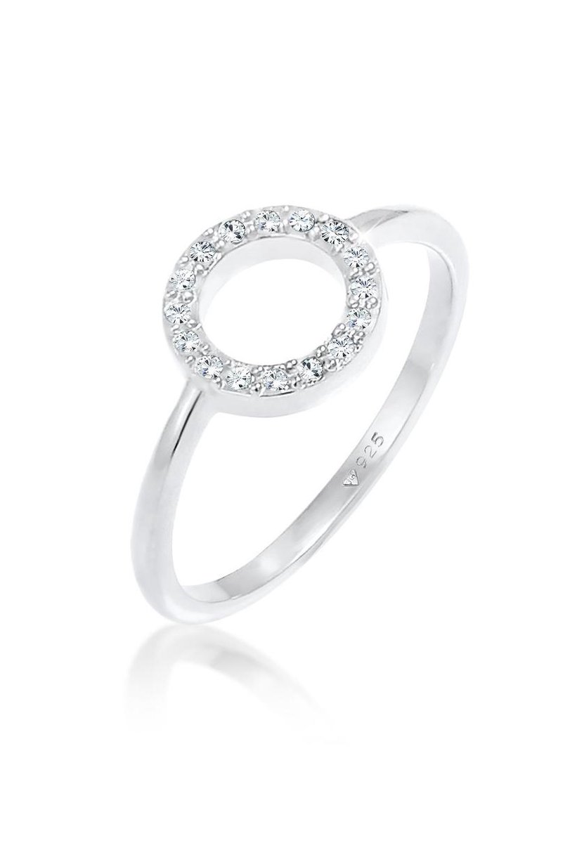 Elli - Ring - Dames Cirkel Filigraan Geo met Kristallen in 925 Sterling Zilver - Dames
