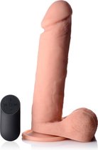 9 Inch Vibrating Remote Control Silicone Dildo with Balls - Fles - Realistic Vibrators -