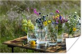 Fleurs dans des vases sur papier affiche de table 60x40 cm - Tirage photo sur Poster (décoration murale salon / chambre) / Poster Fleurs