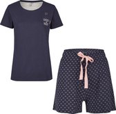 By Louise Dames Pyjamasets Blauw Shortama + Top - Maat  XXL