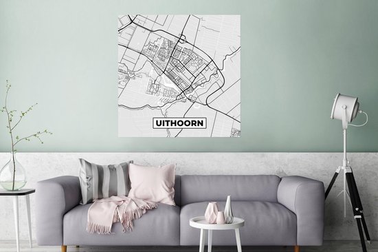 Affiche Plan de ville - Uithoorn - Grijs - Wit - 75x75 cm - Carte