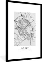 Fotolijst incl. Poster - Stadskaart - Soest - Grijs - Wit - 60x90 cm - Posterlijst - Plattegrond