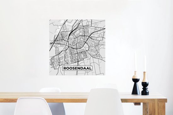 Poster Plan de la ville - Roosendaal - Grijs - Wit - 50x50 cm
