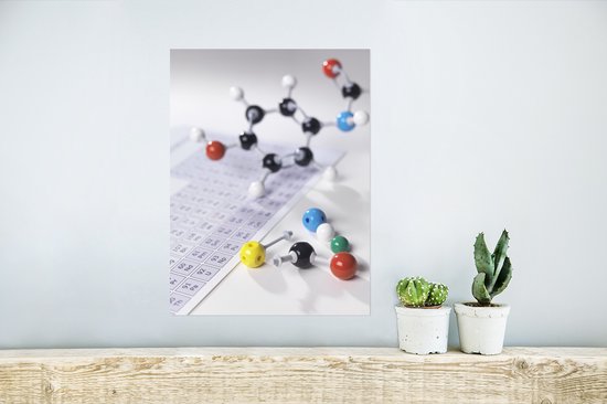 Modèle moléculaire à côté du tableau périodique poster 30x40 cm - petit - Tirage photo sur Poster (décoration murale salon / chambre)