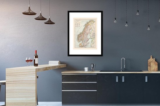 Carte détaillée de la Suède et de la Norvège 60x80 cm