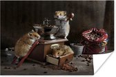 Poster Stilleven van hamsters die koffie maken - 40x30 cm