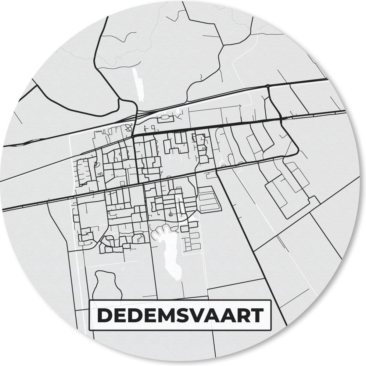 Muismat rond 20x20 cm - Mousepad Stadskaart - Dedemsvaart - Grijs - Wit - Ronde muismatten