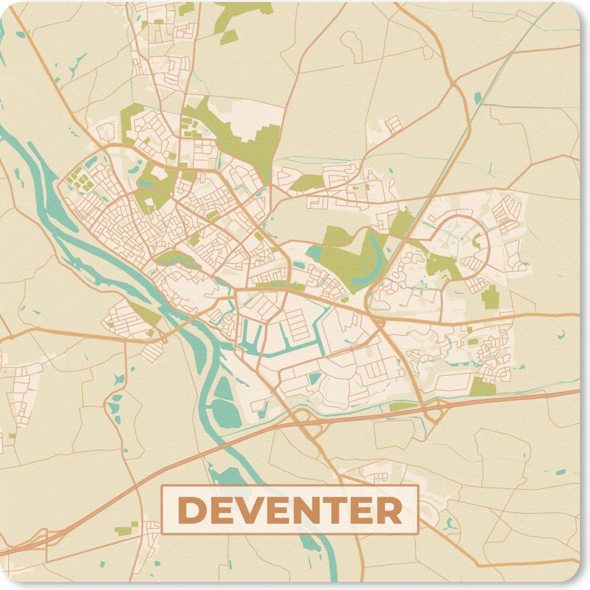 Muismat 20x20 cm - Mousepad Kaart - Deventer - Vintage - Muismatten